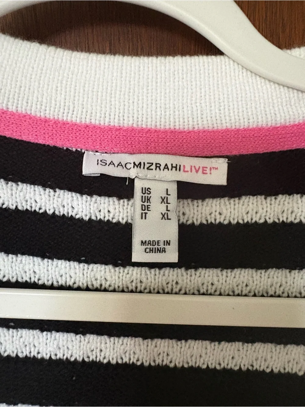 Isaac Mizrahi Live! Black and White Striped V-Neck Button Cardigan - Size L